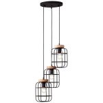 Brilliant Gwen Pendel Lampe Metall Tre Svart | 420mm - Egnet for 3x E27
