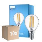 Fordelspakning 10x Philips Corepro LED Lustre E14 Ball filament klar 6.5W 806lm - 827 ekstra varm hvit | erstatter 60W