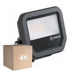 Fordelspakning 4x Ledvance LED Flomlys Aluminium Svart 8W 1200lm 100D - 840 Kald Hvit | IP66 - Symmetrisk