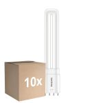 Fordelspakning 10x Philips CorePro PL-L LED Pære HF 8W - 840 Kald Hvit | 4-Stift - Erstatter 18W