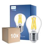 Fordelspakning 10x Philips MASTER LED E27 Ball Filament Klar 3.5W 470lm - 922-927 Dim To Warm | Beste Fargegjengivelse - Dimbar - Erstatter 40W