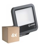 Fordelspakning 4x Ledvance LED Flomlys Aluminium Svart 69W 10000lm 100D - 840 Kald Hvit | IP66 - Lyssensor - Symmetrisk
