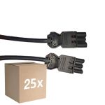 Fordelspakning 25x Noxion GST - Kompatibel Forlengelseskabel Svart - Male + Female - 2m - 3 pole 1,5mm2