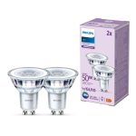 Fordelspakning 2x Philips LED Spot GU10 PAR16 5W 390lm 36D - 840 Kald Hvit