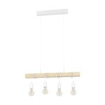 Eglo Pendel Lampe Townshend Stål Hvit Tre | IP20 - Egnet for 4x E27 