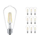 Fordelspakning 10x Philips Corepro LED Pære E27 Edison filament klar 7W 806lm - 827 ekstra varm hvit | erstatter 60W