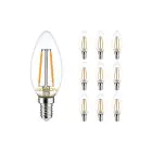 Fordelspakning 10x Noxion Lucent LED E14 Mignon filament klar 2.5W 250lm - 827 ekstra varm hvit | dimbar - erstatter 25W