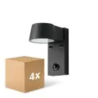 Fordelspakning 4x D'Lite Veggbelysning Lira Svart 7W 600lm 830 Varm Hvit | IP54 - Bevegelsessensor