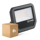 Fordelspakning 6x Ledvance LED Flomlys Aluminium Svart 17W 2200lm 100D - 830 Varm Hvit | IP66 - Symmetrisk