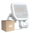 Fordelspakning 4x Ledvance LED Flomlys Aluminium Hvit 17W 2200lm 100D - 830 Varm Hvit | IP65 - Bevegelses- Og Lyssensor - Symmetrisk