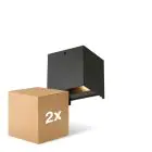 Fordelspakning 2x D'Lite Veggbelysning Elingen Aluminium Svart Up & Down 4.9W 480lm - 830 Varm Hvit | IP65 - Lyssensor