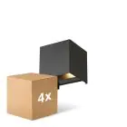 Fordelspakning 4x D'Lite Veggbelysning Elingen Aluminium Svart Up & Down 4.9W 480lm - 830 Varm Hvit | IP65 - Lyssensor