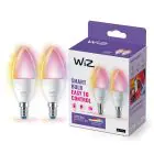 Dobbeltpakke 2x WiZ Smart LED E14 Mignon Matt 5W 470lm | Beste Fargegjengivelse - Dimbar - Erstatter 40W