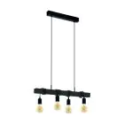 Eglo Pendel Lampe Townshend Stål Tre Svart | IP20 - Egnet for 4x E27 