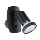 Eglo Veggbelysning Parrini Lamp med Stikkontakt Svart 4.5W 345lm - 830 Varm Hvit | IP20 - Inkl. 1x GU10