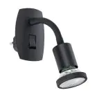 Eglo Veggbelysning Parrini Lamp med Stikkontakt Svart 4.5W 345lm - 830 Varm Hvit | IP20 - Inkl. 1x GU10
